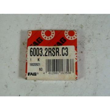 FAG Bearing 6003-2RSR-C3  Bearing Pressed Steel Cage ! NEW !